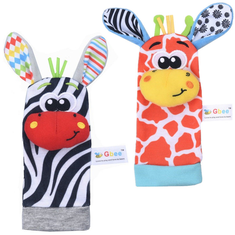 2023Gbee lion animal baby wrist rattle plush rattle socks set infant early education toy