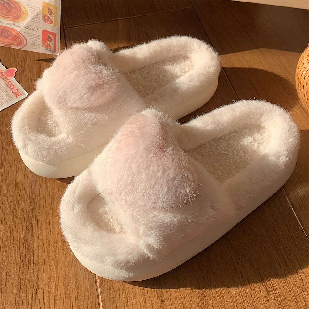 Women's autumn and winter leisure indoor soft-soled cotton slippers, fashionable home bedroom warm and cute three-dimensional love confinement shoes