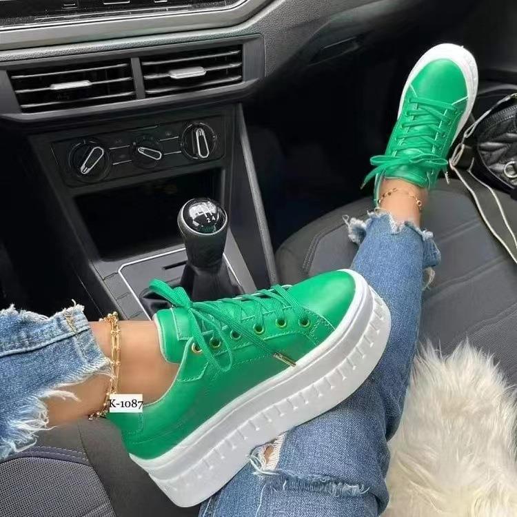 Wish cross-border large size foreign trade shoes women's thick-soled lace-up casual flat shoes women's shoes Korean style trendy couple shoes wholesale