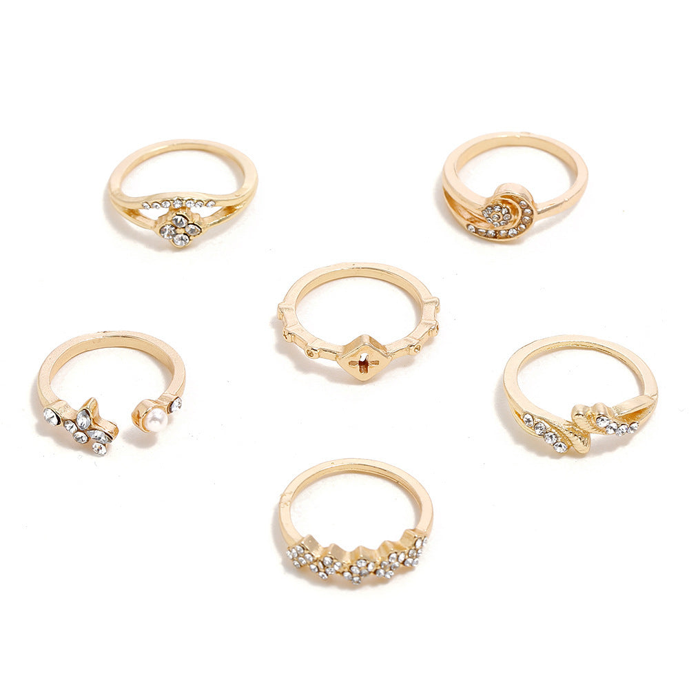 14pcs ring set women rhinestone decor ring