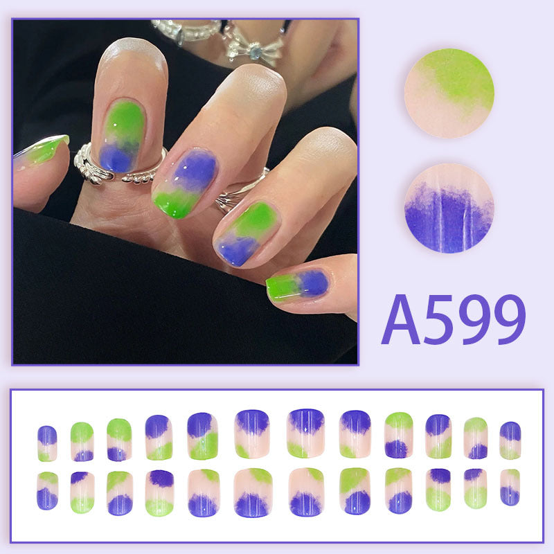 Winter fresh and simple pure lust style bride dance wear nails rainbow love rose fake nails wholesale