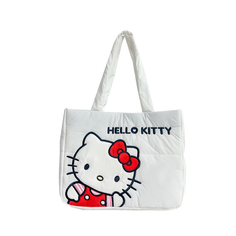 2023 New Cartoon Down Cloth Handbag Little Dog Shoulder Bag Cute Rabbit Tote Bag Birthday Gift