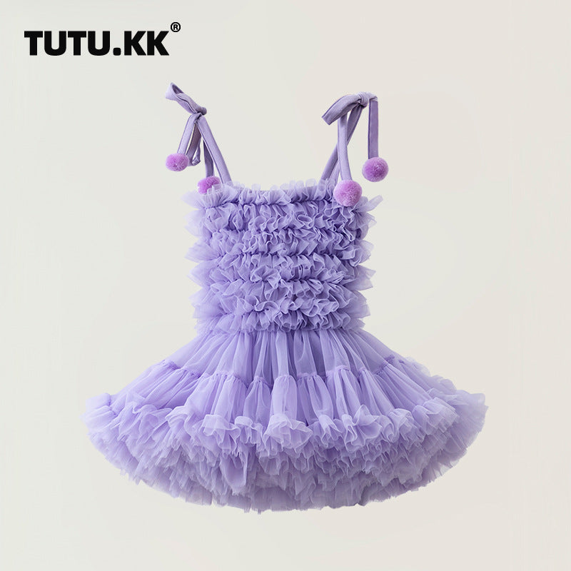 2024 new children's clothing dress girls tutu dress suspenders tutu skirt children's mesh princess skirt performance clothing