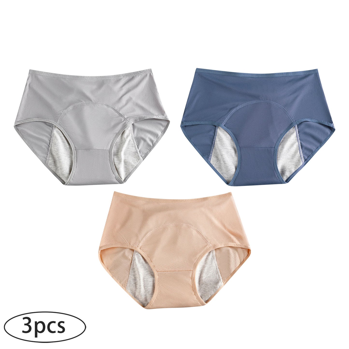 3-pack menstrual period panties for women, leak-proof and safe, high-waisted, breathable and sanitary panties for menstruation