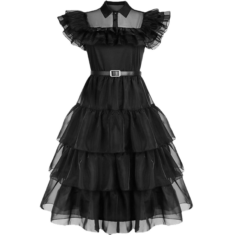 Addams family wednesday same style black dress cosplay dress amazon hot sale