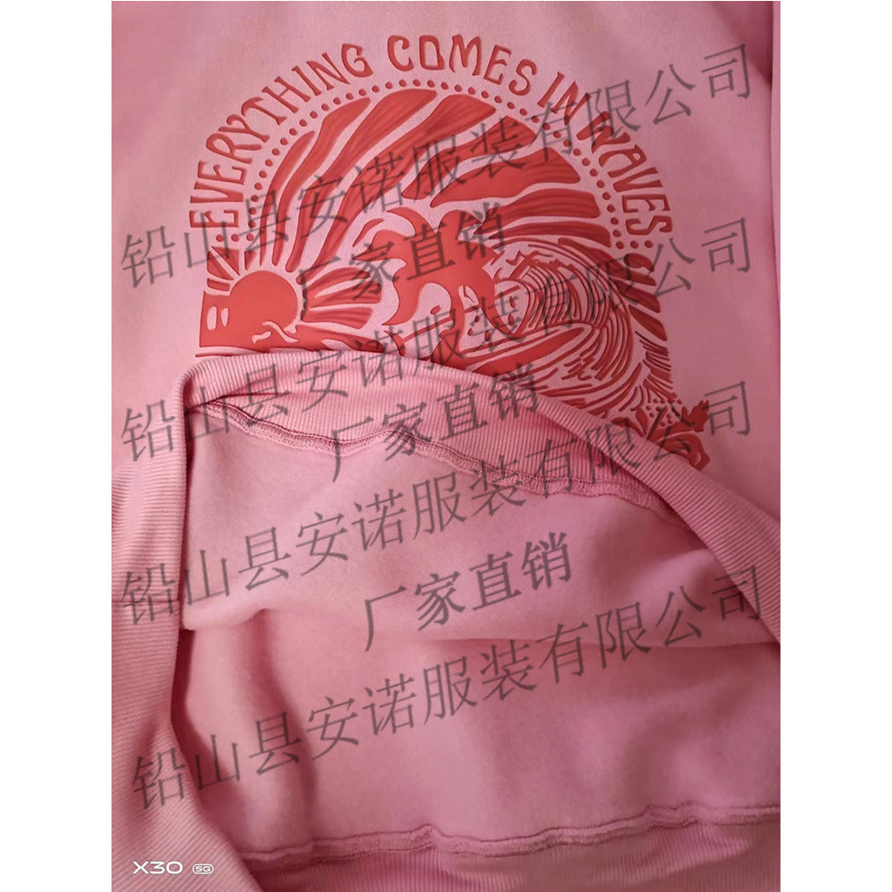 2024 New European Size Women's Drop Shoulder Sleeve Thread Chasing Sunsets Brand Sweatshirt Hoodie Print