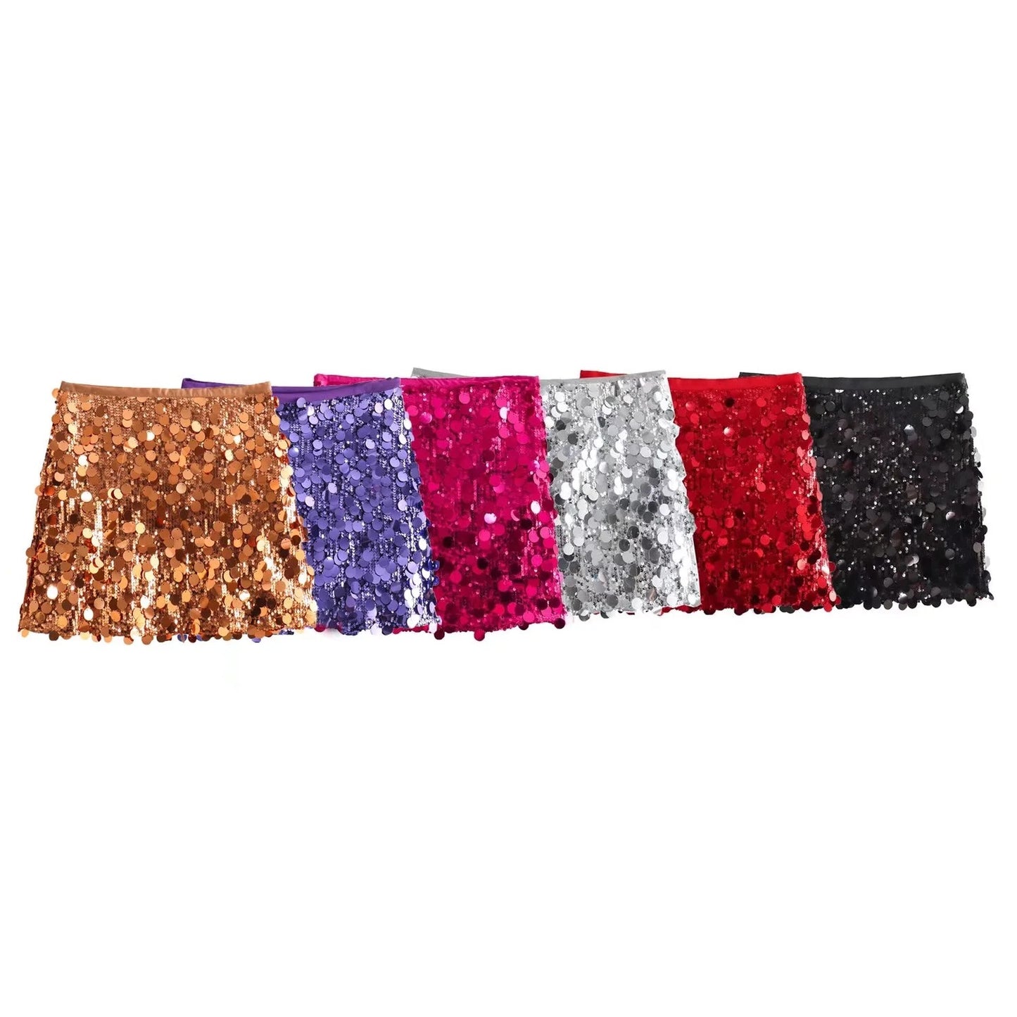 2023 Winter New European and American Style Sexy A-line Skirt High Waist Hip-wrapped Sequined Mini Skirt Women