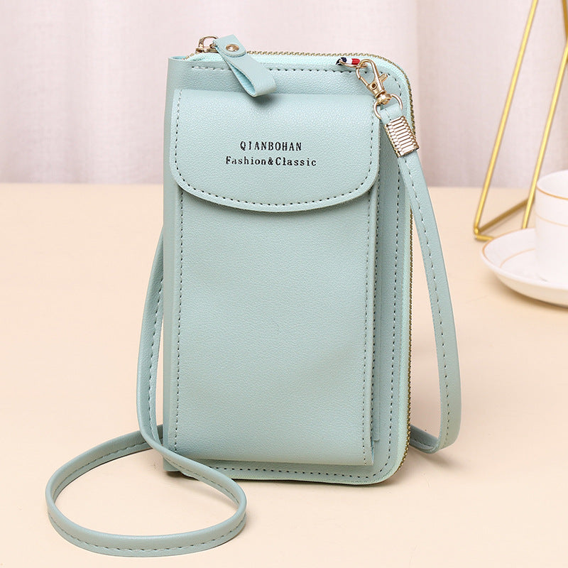 2023 new women's crossbody mobile phone bag wholesale large capacity multi-function solid color fashion simple shoulder small bag