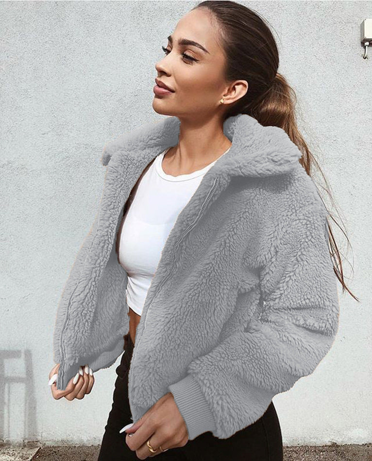 2021 winter cross-border ebay Amazon wish Europe and America warm velvet Teddy jacket jacket tops women's fur