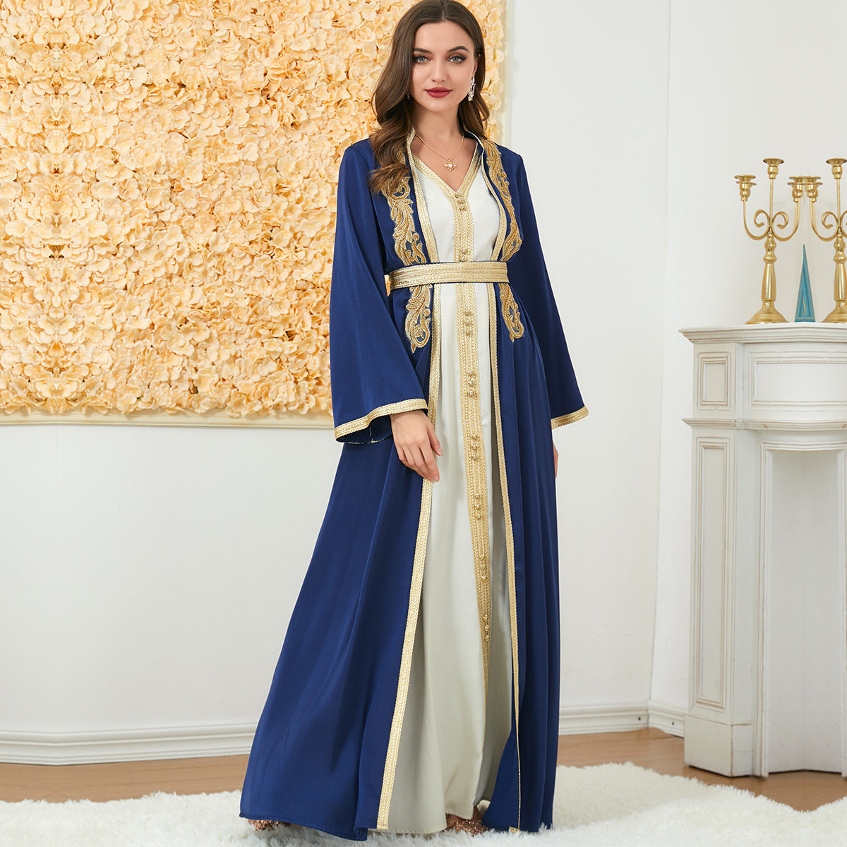 3189muslim dress new autumn and winter women's wear foreign trade two-piece long skirt cross-border long-sleeved dress