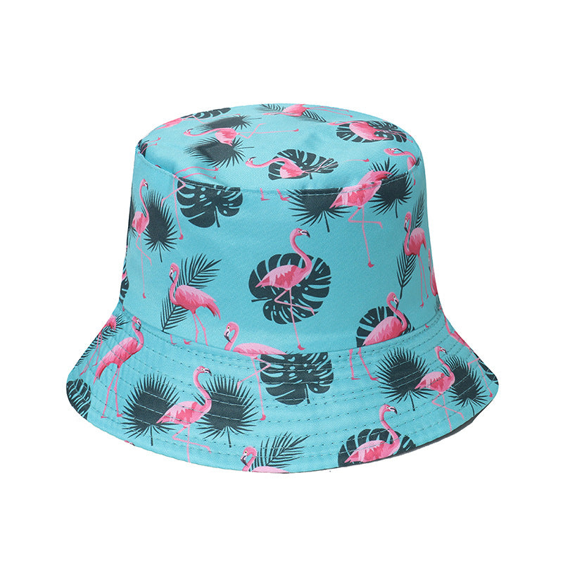 2023 spring and summer new sun protection sun hat vacation leisure all-match travel beach basin hat flamingo fisherman hat women