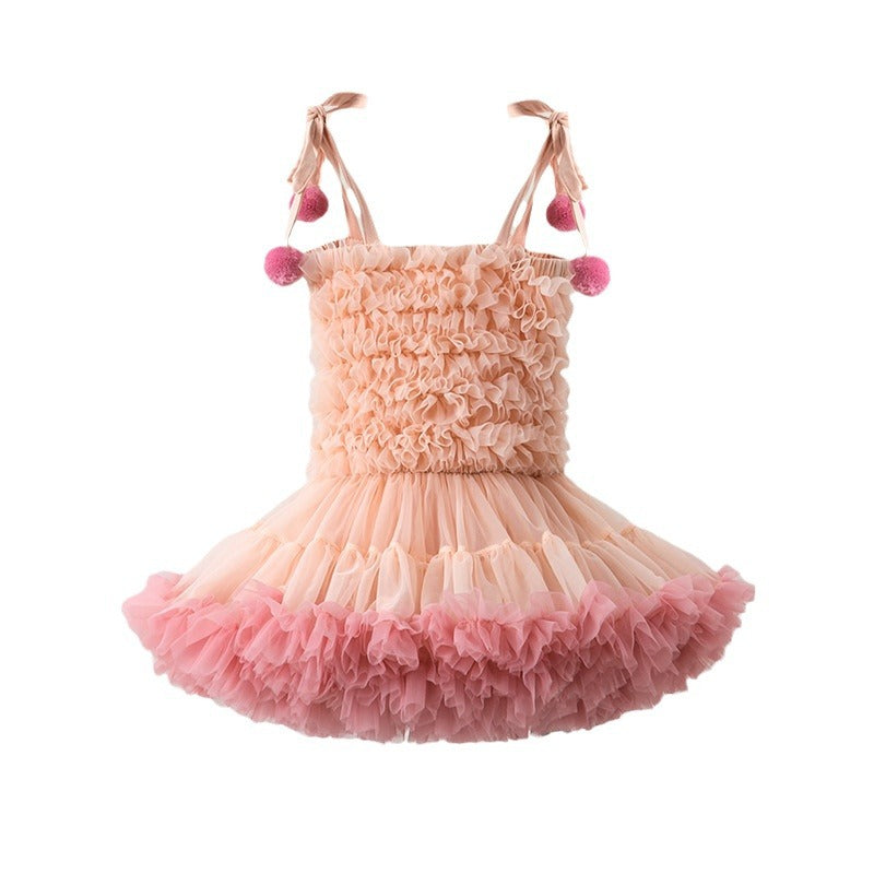 2024 new children's clothing dress girls tutu dress suspenders tutu skirt children's mesh princess skirt performance clothing