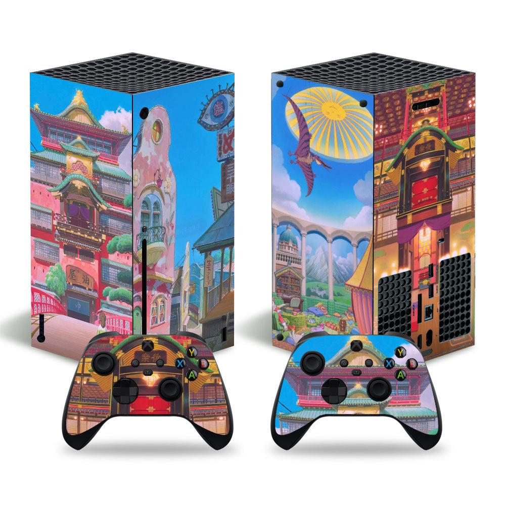 xbox series x game console full body stickers cartoon stickers geometric pattern stickers handle stickers