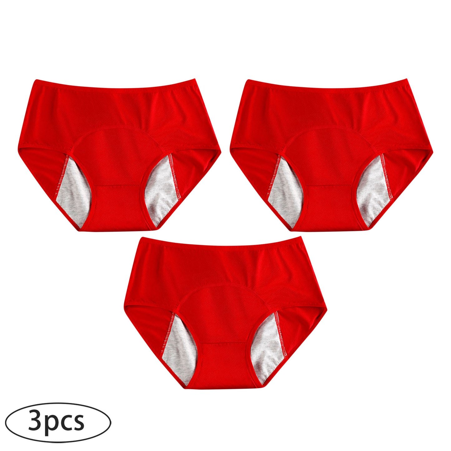 3-pack menstrual period panties for women, leak-proof and safe, high-waisted, breathable and sanitary panties for menstruation