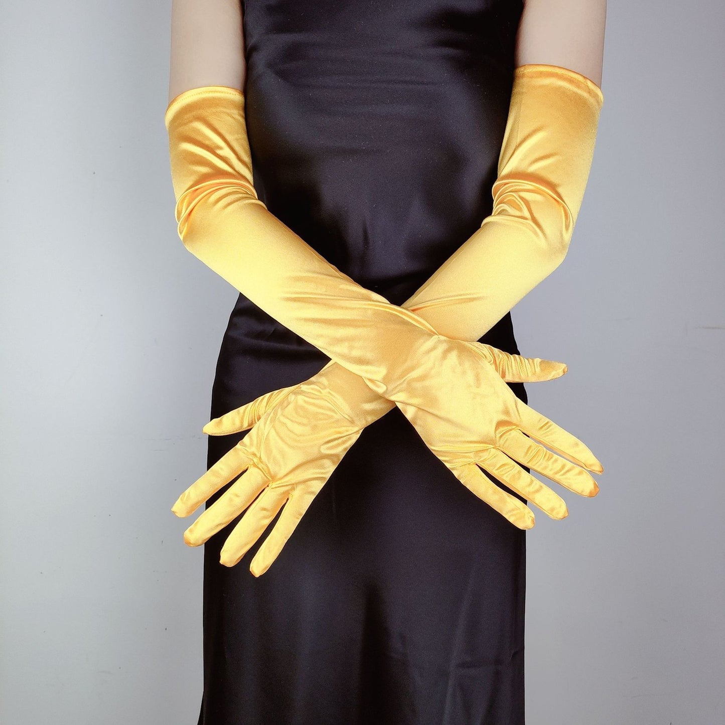 55CM long satin elastic satin gloves retro dress wedding photo accessories cosplay ladies gloves