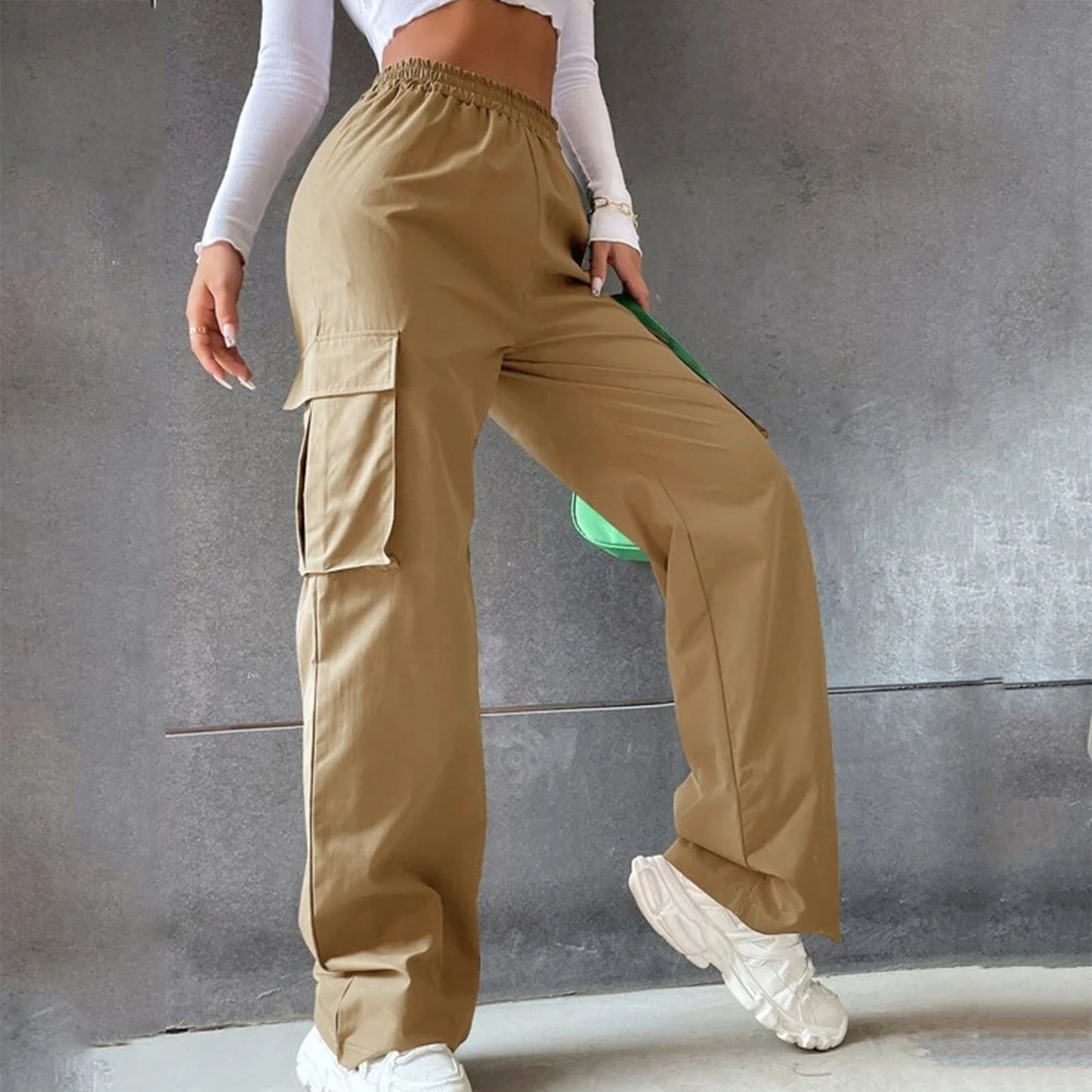 22024 Cross-border TEMU Amazon Spring Overalls Temperament Elegant Straight Trousers Loose Leg Trousers