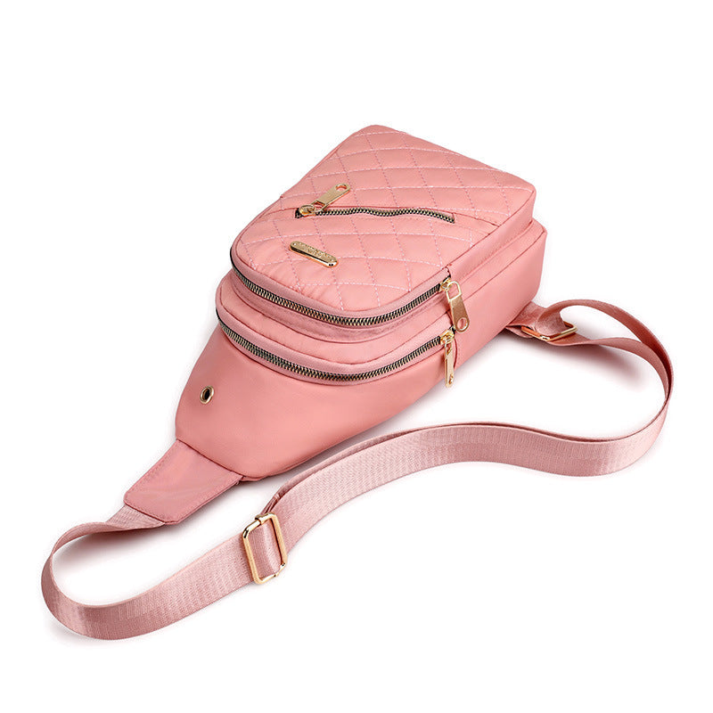 2023 new crossbody women's chest bag fashion embroidery rhombus shoulder crossbody bag street nylon simple chest bag