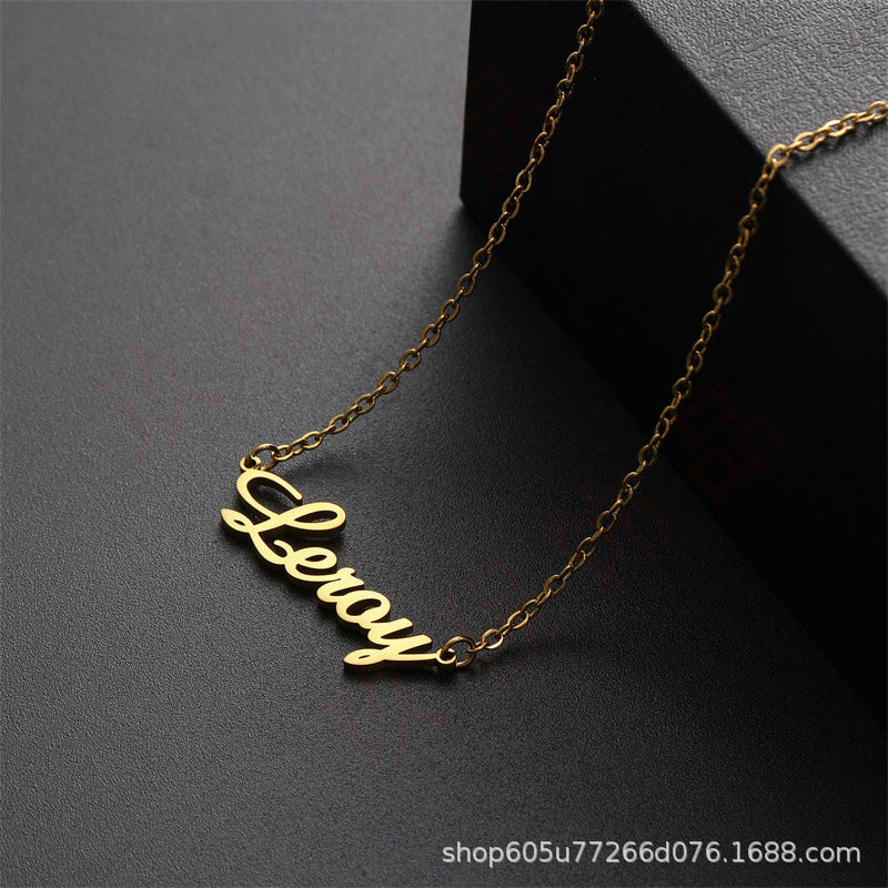 [One piece custom] Stainless steel English letter pendant electroplated with 18K gold customized name necklace bracelet