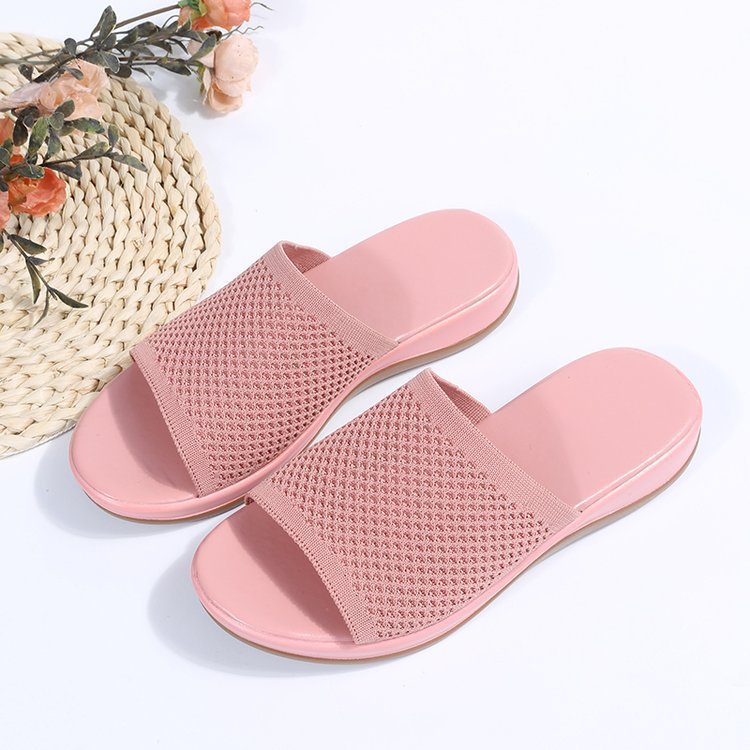 Wish independent station sandals 2022 spring and summer new knitted thick bottom 36-43 large size flat slippers women wholesale