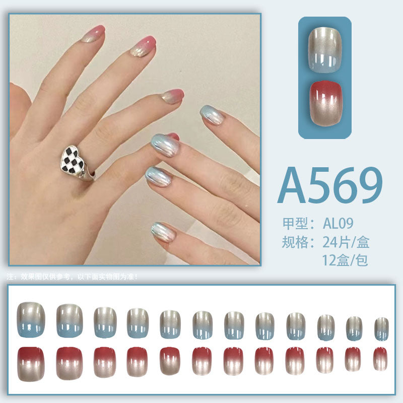 Winter fresh and simple pure lust style bride dance wear nails rainbow love rose fake nails wholesale