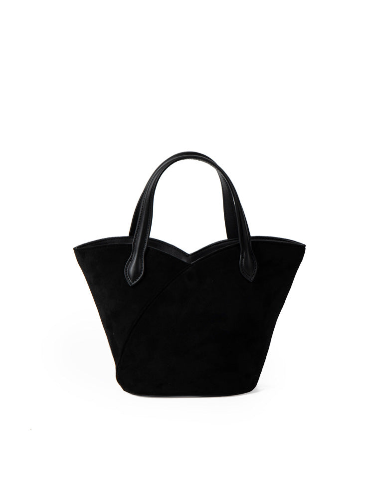 2023 new Korean version of the niche cross-border trade retro suede handbag female casual all-match basket bag