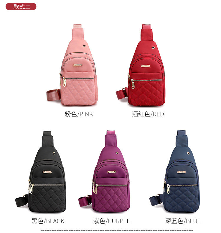 2023 new crossbody women's chest bag fashion embroidery rhombus shoulder crossbody bag street nylon simple chest bag