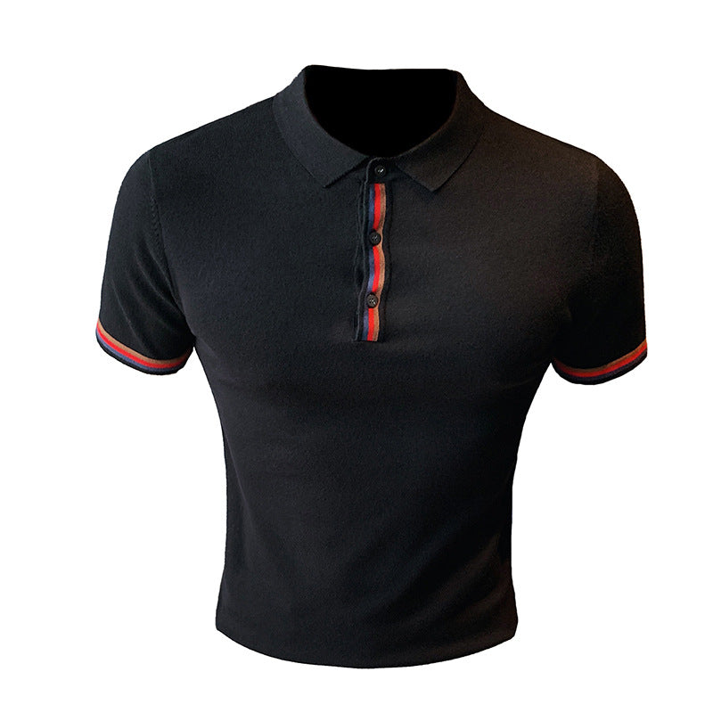 2024 Summer Men's Short Sleeve British Slim Lapel Trendy Casual POLO Shirt for Teenagers