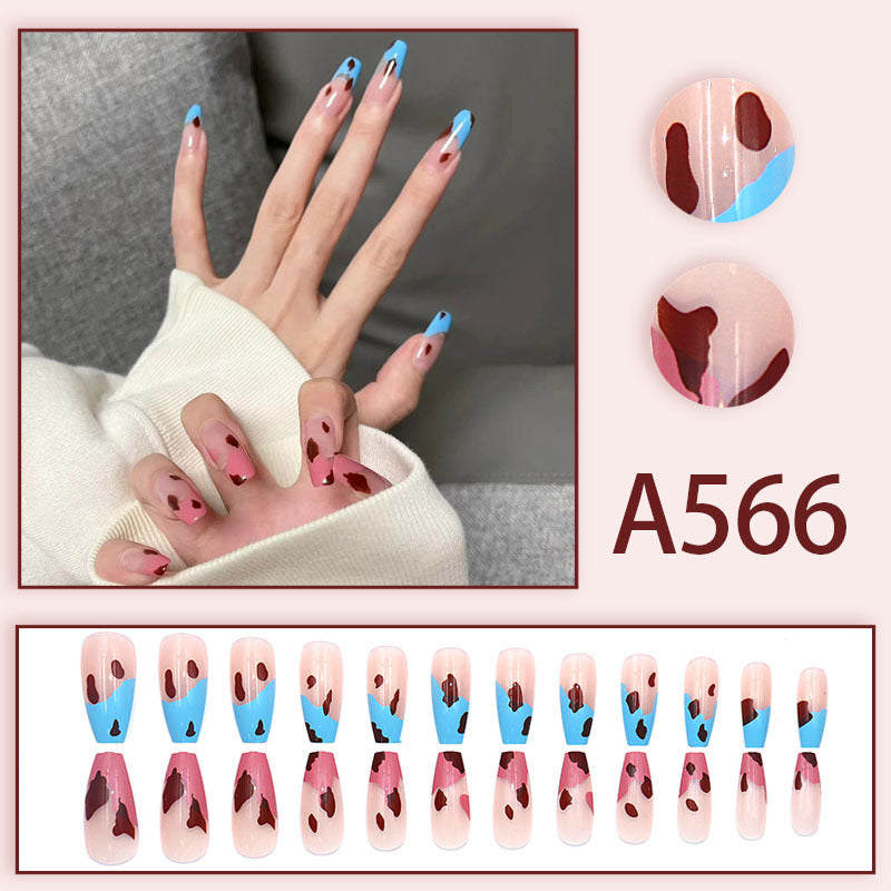 Winter fresh and simple pure lust style bride dance wear nails rainbow love rose fake nails wholesale