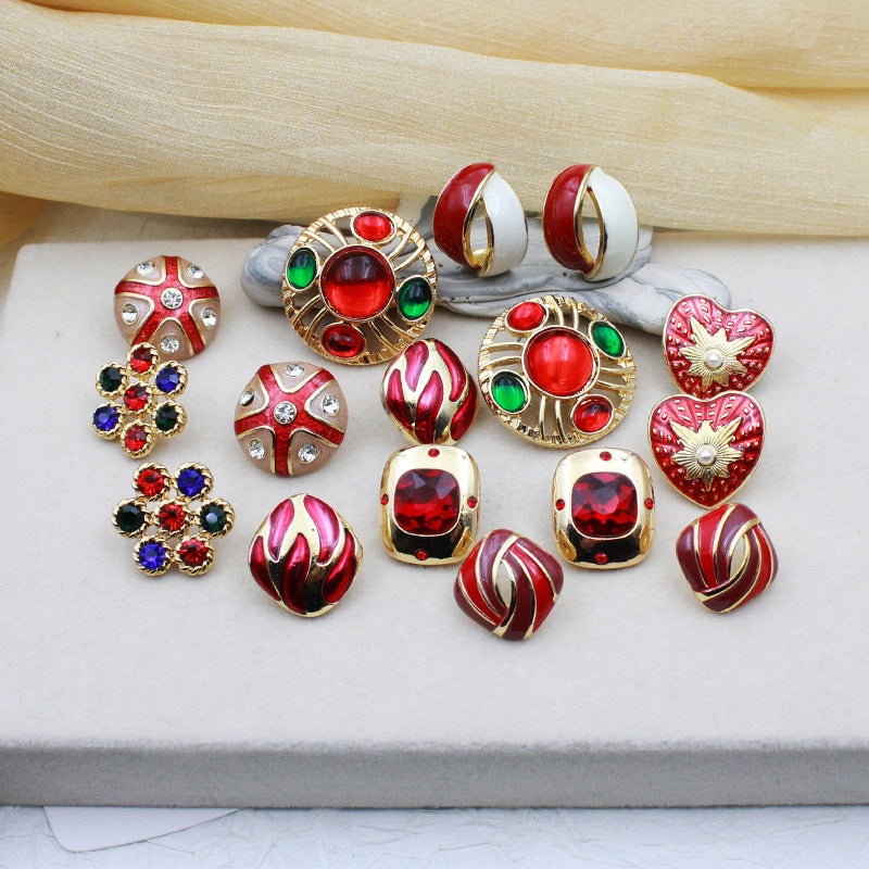 1-50 Qingdao medieval earrings sunflower enamel pearl earrings French court style net red earrings wholesale female