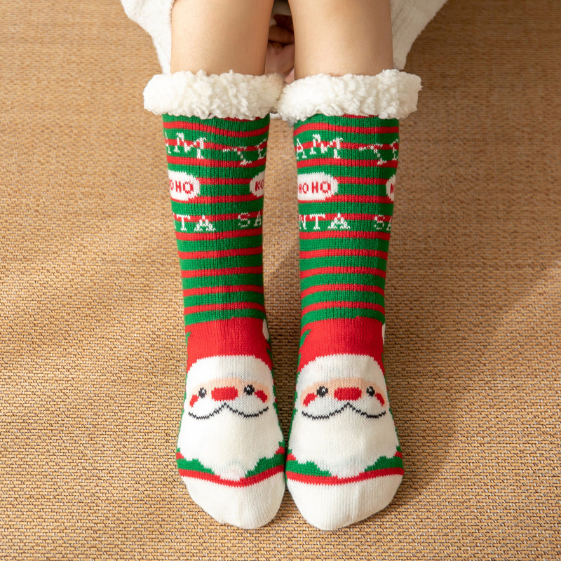 Winter Christmas socks floor socks snow socks confinement women plush coral fleece socks home sleeping socks carpet socks leg cover