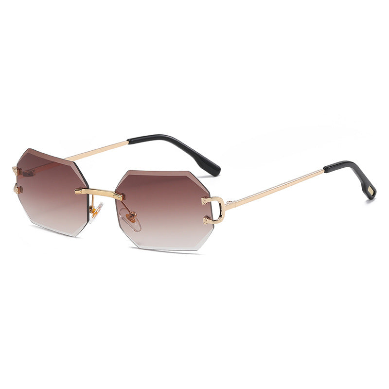 9205 octagonal frameless trimmed fashion sunglasses for women 2021 new European and American cross-border street shooting ins trendy sunglasses