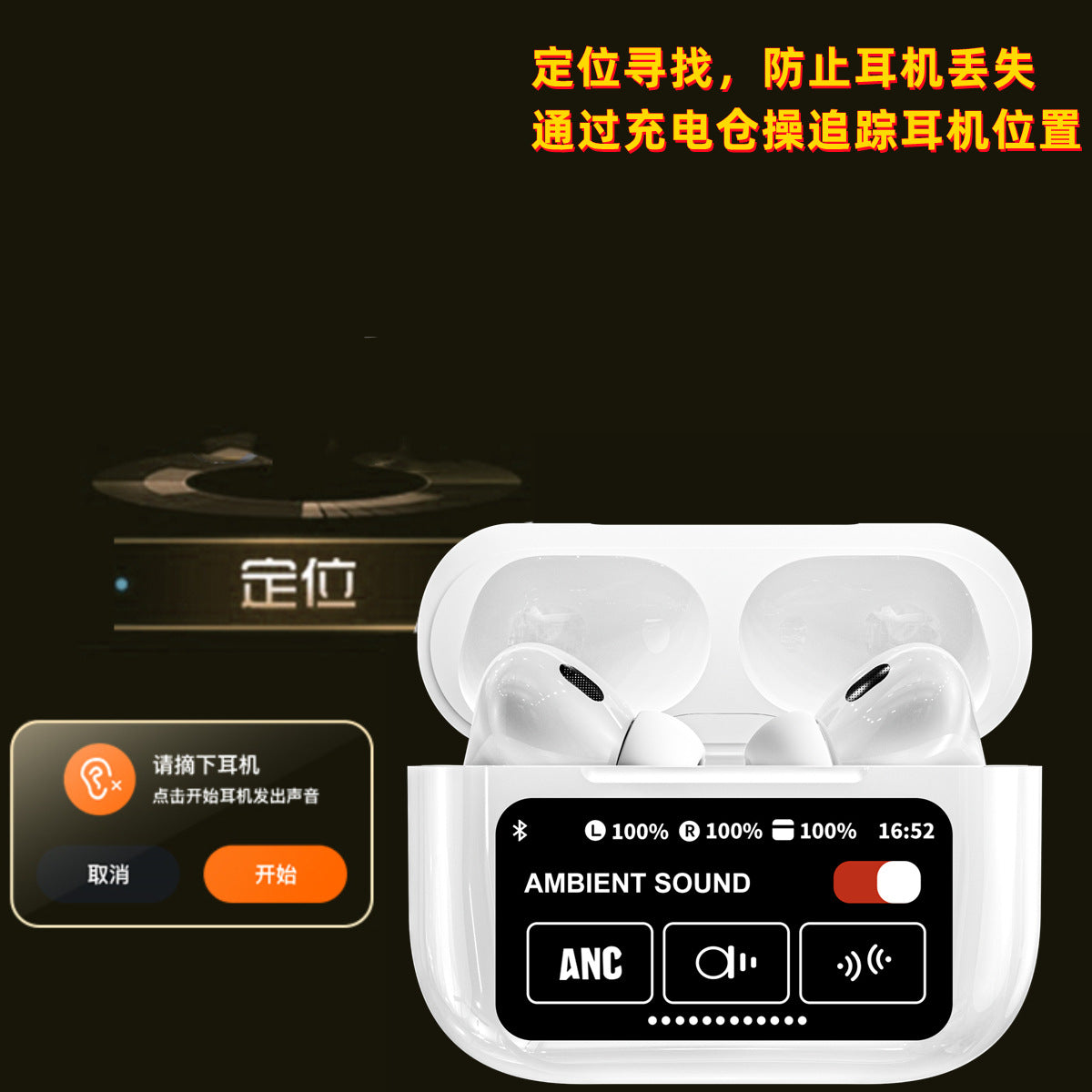 2024 new A9pro screen display touch multi-function earbud wireless Bluetooth headset noise reduction long battery life