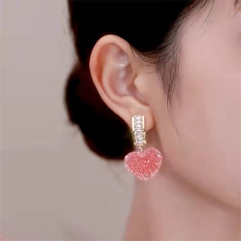 2022 Japan and South Korea new hot selling ins fresh sugar fudge heart earrings women's heart-shaped stud earrings fashion earrings