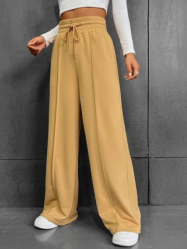 2023 spring and summer foreign trade women's clothing European and American style commuting all-match casual trousers comfortable loose high-waisted wide-leg sweatpants tide