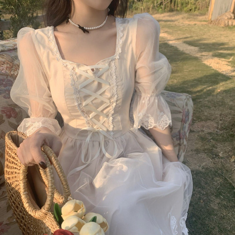 2024 early spring new first love gentle dress tea break French temperament white dress fairy super fairy forest series