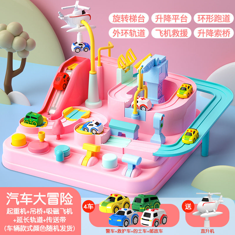 Wholesale Douyin Net Red Children's Girls Toys Rail Cars Cars Small Trains Big Adventure Puzzle Brains