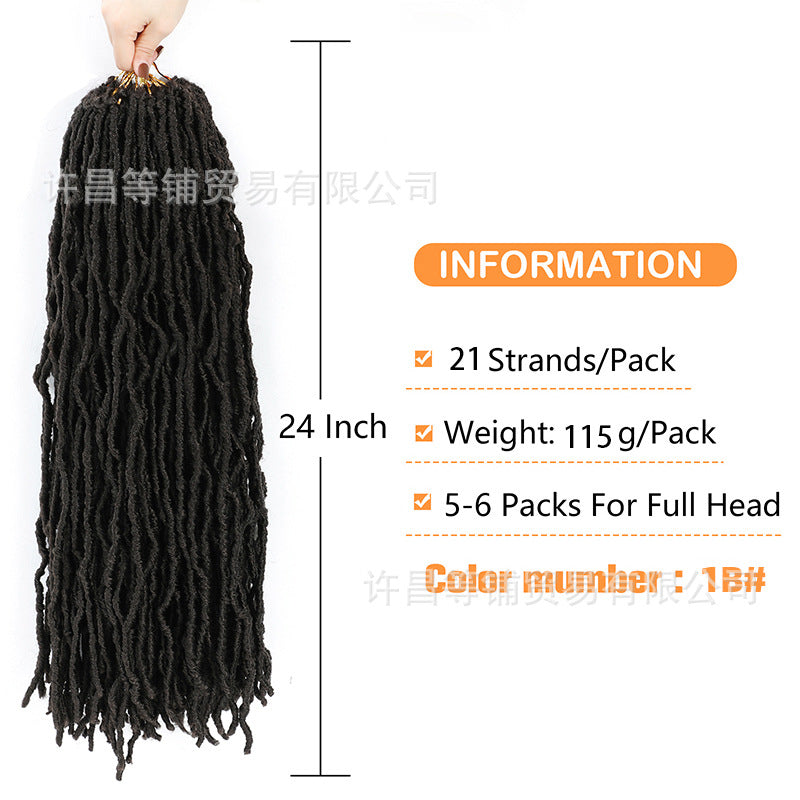 10-36inch chemical fiber crochet wig black earthworm curl Soft Locs Crochet Hair21 pieces