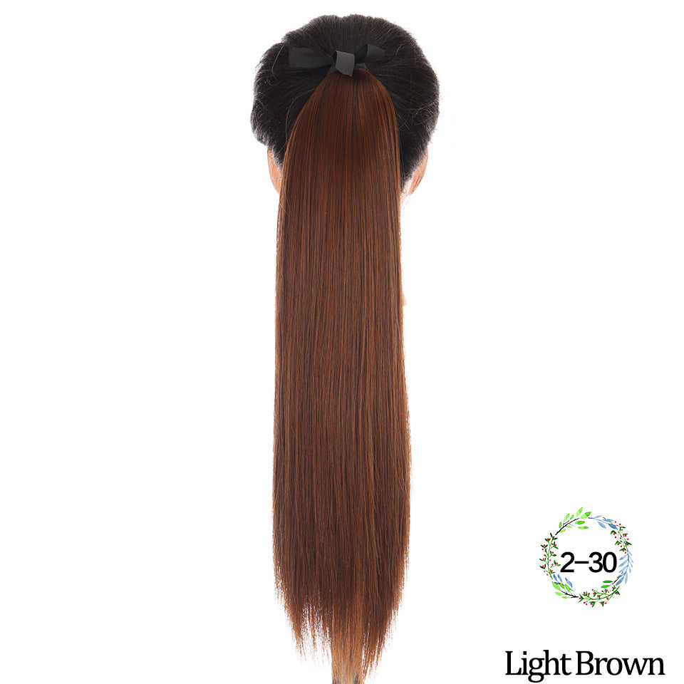 32 inches long straight hair foreign trade high temperature wig ponytail hair extension female long hair tie strap ponytail braid wig piece