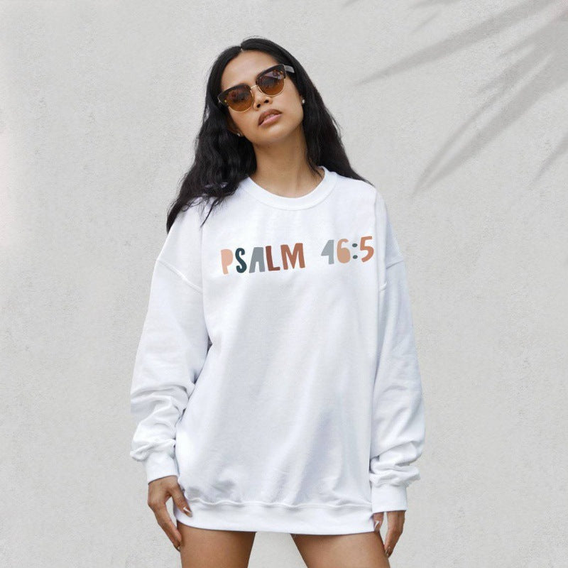 2023 new cross-border foreign trade new women's front and back color letter printed round neck sweatshirt long-sleeved top