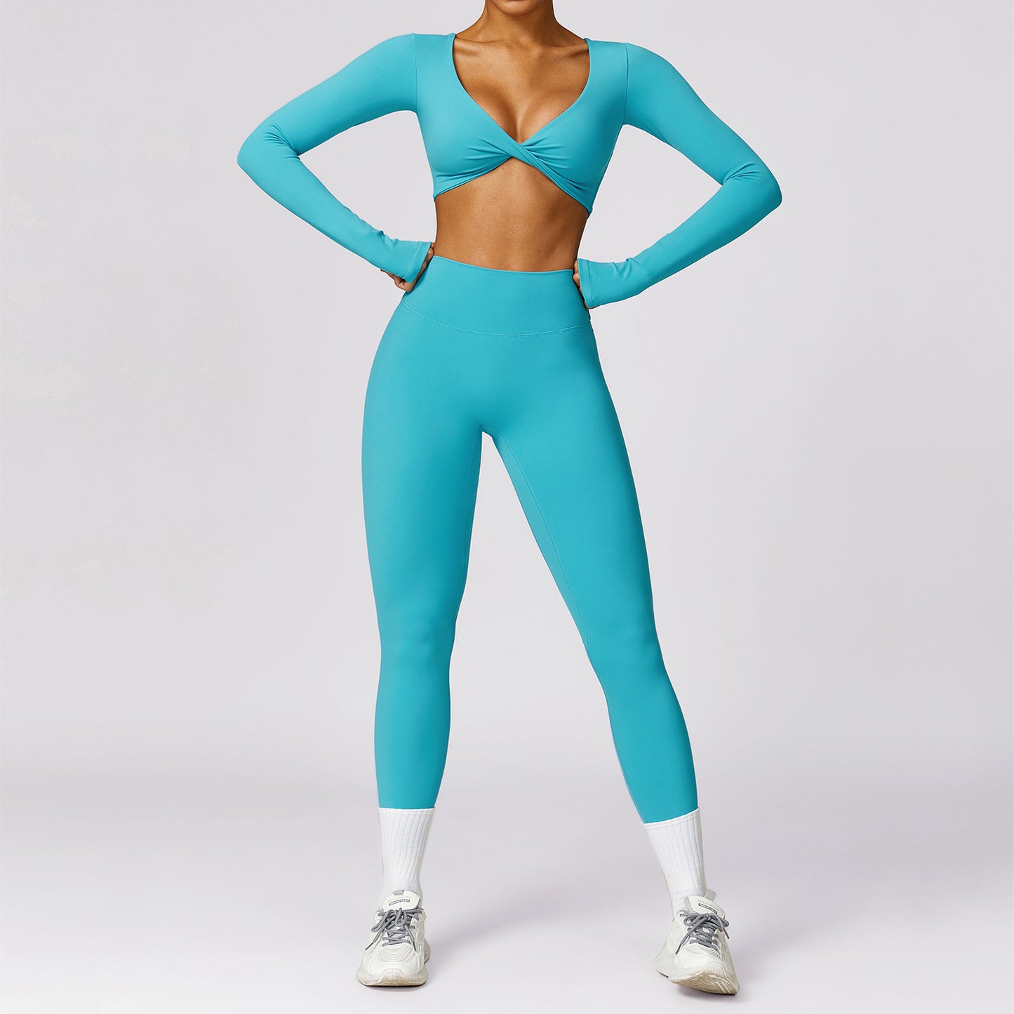 Zechuang sanded long-sleeved yoga suit sexy outerwear tight sports suit quick-drying running fitness clothes 8552