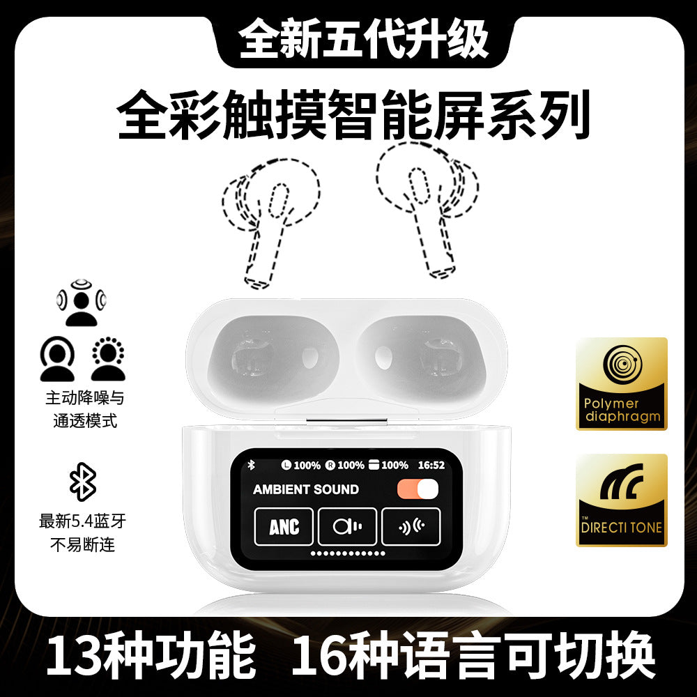 2024 new A9pro screen display touch multi-function earbud wireless Bluetooth headset noise reduction long battery life