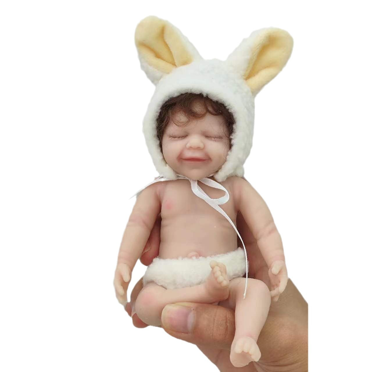 6-inch realistic simulation doll soft solid silicone reborn doll April can be bathed and dressed up as a hand gift