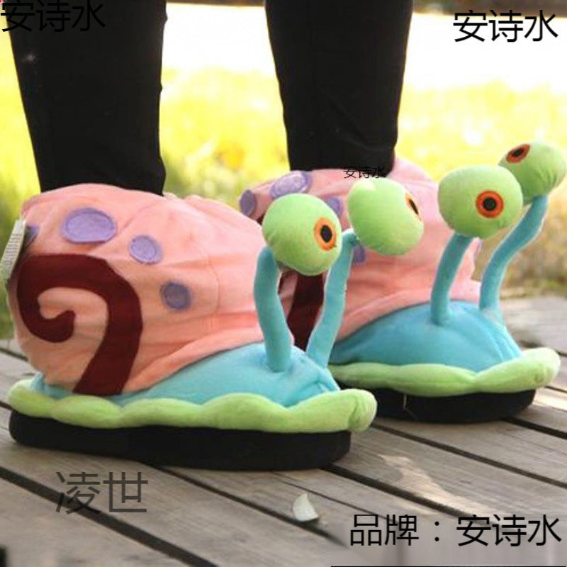 Winter SpongeBob SquarePants small snail bag and cotton shoes home parent-child snail slippers indoor students warm anti-slip cotton boots