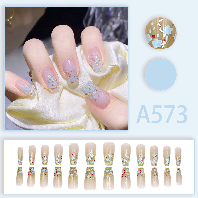 Winter fresh and simple pure lust style bride dance wear nails rainbow love rose fake nails wholesale