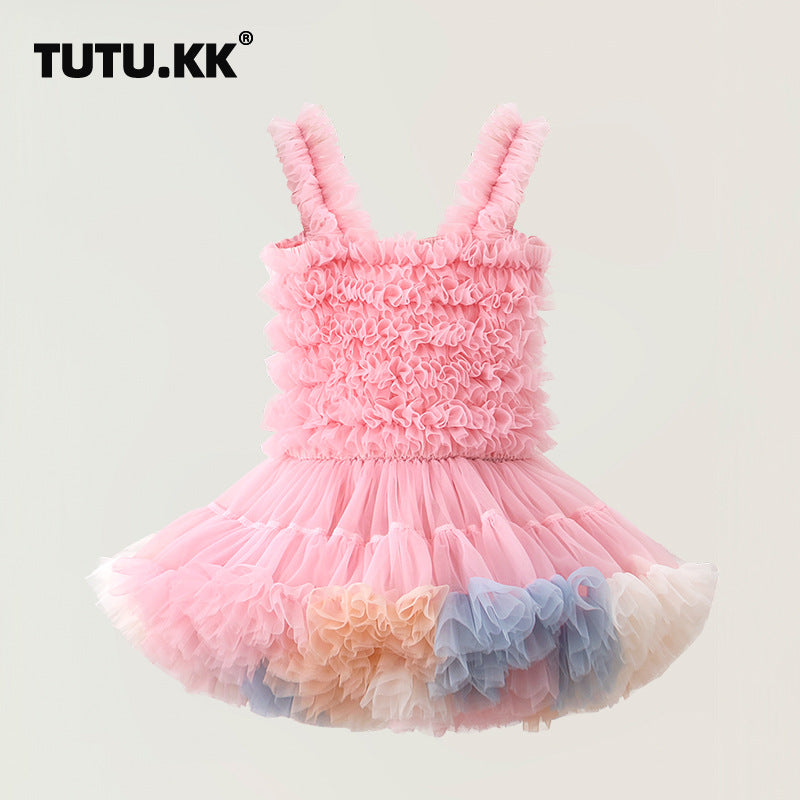 2024 new children's clothing dress girls tutu dress suspenders tutu skirt children's mesh princess skirt performance clothing