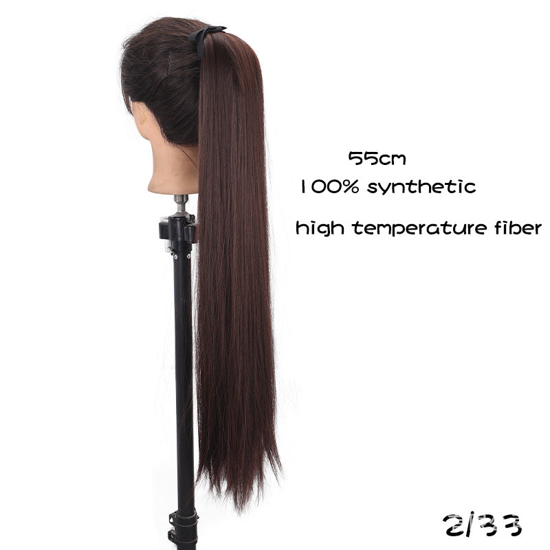 32 inches long straight hair foreign trade high temperature wig ponytail hair extension female long hair tie strap ponytail braid wig piece