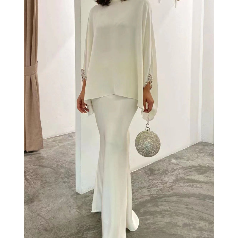 2023 summer Middle East, Europe, America, cross-border foreign trade, new pure color temperament, all-match pearl mopping dress suit for women