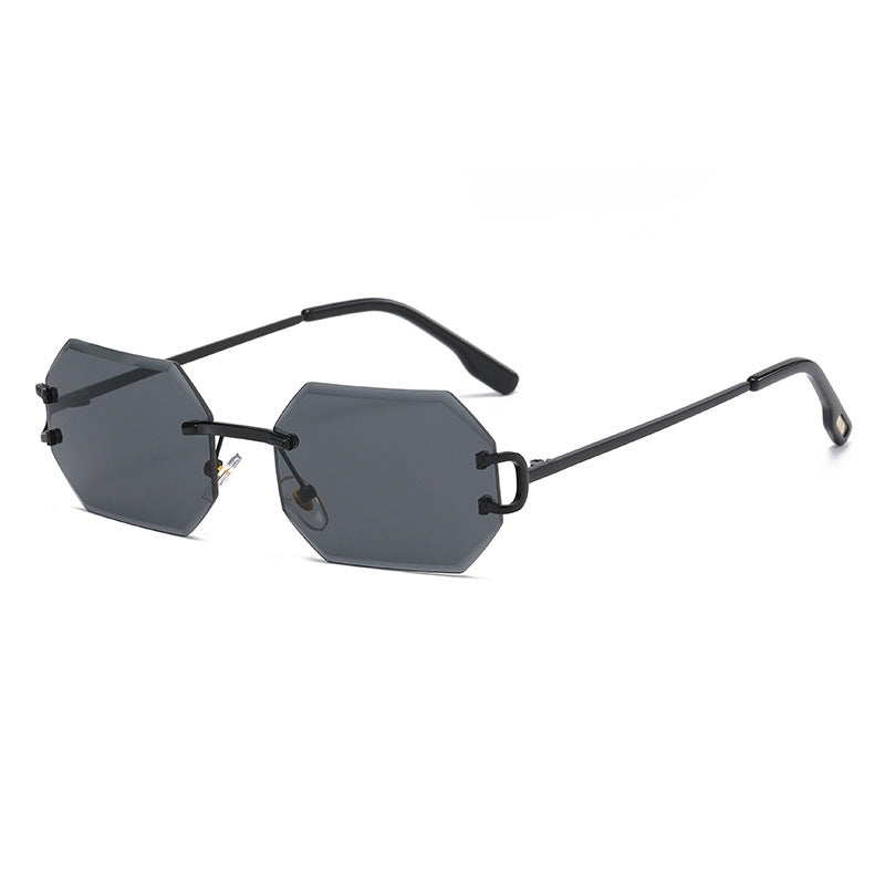 9205 octagonal frameless trimmed fashion sunglasses for women 2021 new European and American cross-border street shooting ins trendy sunglasses