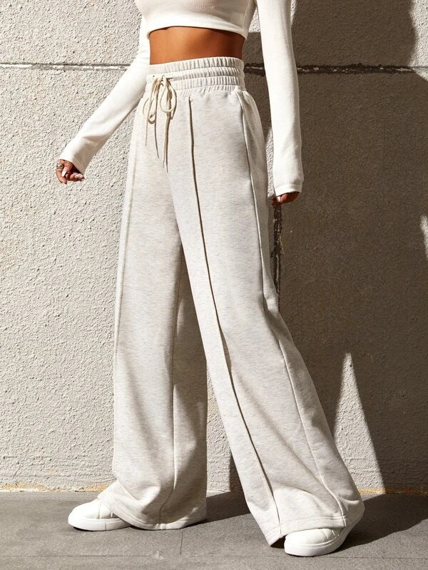 2023 spring and summer foreign trade women's clothing European and American style commuting all-match casual trousers comfortable loose high-waisted wide-leg sweatpants tide