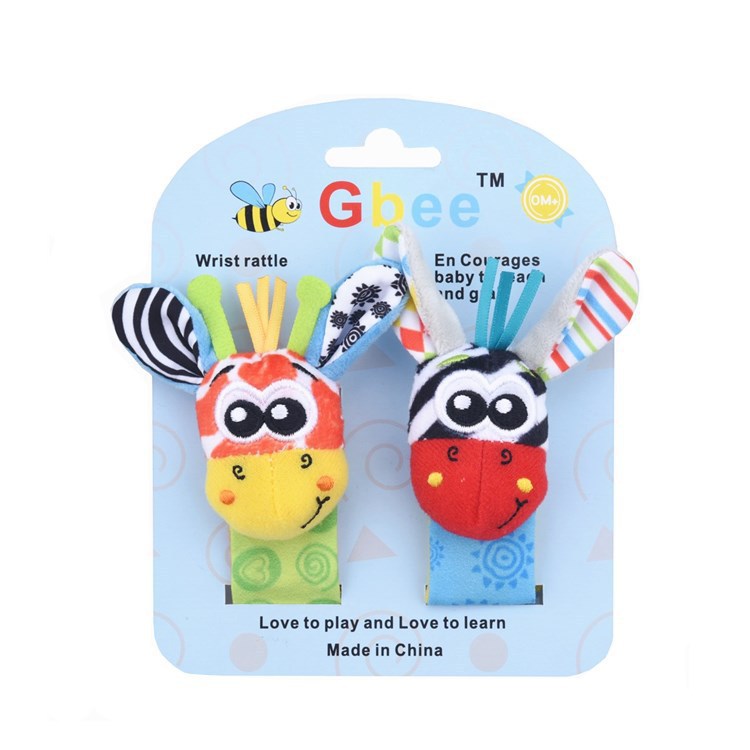 2023Gbee lion animal baby wrist rattle plush rattle socks set infant early education toy